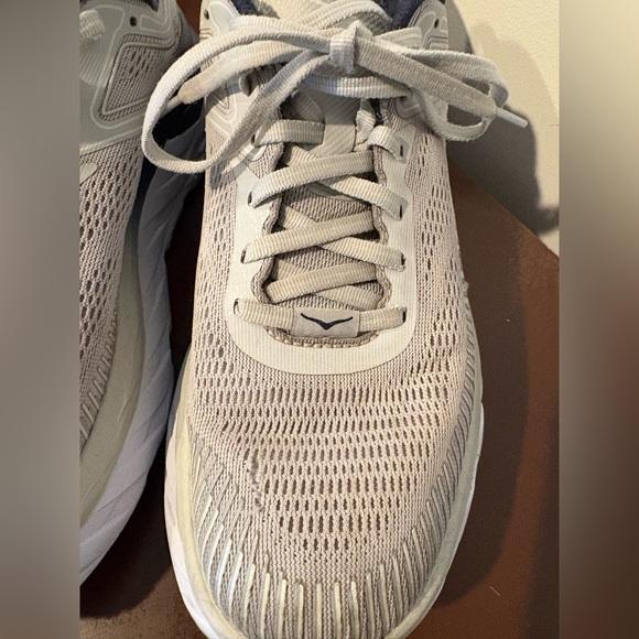 Hoka Bondi 7 Running Sneakers Women’s Size 9.5 Grey Navy and Peach - Picture 2 of 12